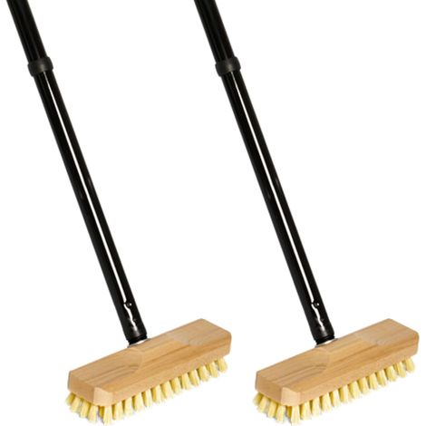 Balai d'essuie-glace en bois Novaliv 2X avec poils en plastique avec filetage et manche enfichable, en quatre parties - Brosse de sol PPN idéale pour