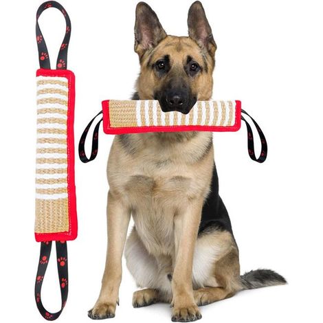Corde à mâcher pour chien, jouet indestructible pour chien, jouet interactif de tir à la corde avec deux poignées,rouge,DS5CSW