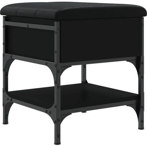 Banc de rangement à chaussures 42 x 42 x 45 cm bois d'ingénierie noir cadre en métal DEC024915