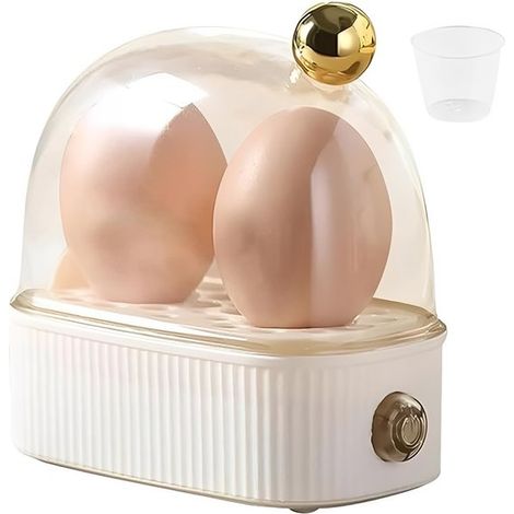 Cuiseur à œufs électrique - Cuiseur à œufs - Cuiseur à œufs pour 2 œufs - Cuiseur à œufs avec minuterie - Ustensile de cuisine - Plastique - Blanc (1/5)