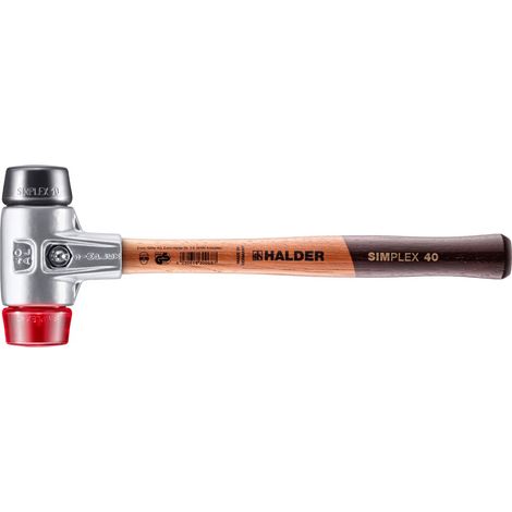 HALDER SIMPLEX Schonhammer Ø 40 mm Gummi schwarz / Plastik rot mit Aluminiumgehäuse (1/5)