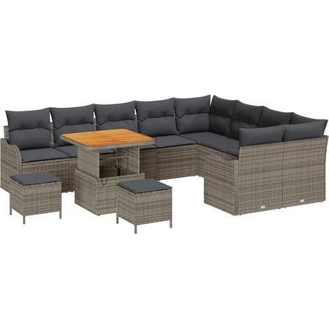 Maison Exclusive - Set Divano da Giardino con cuscino 12 pcs Grigio polyrattan