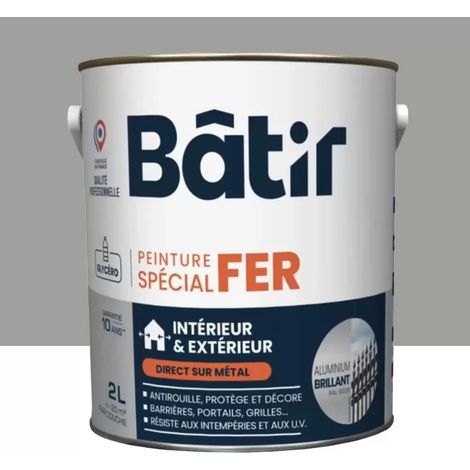 Peinture Spécial Fer BÂTIR Aluminium brillant 2 L (1/2)