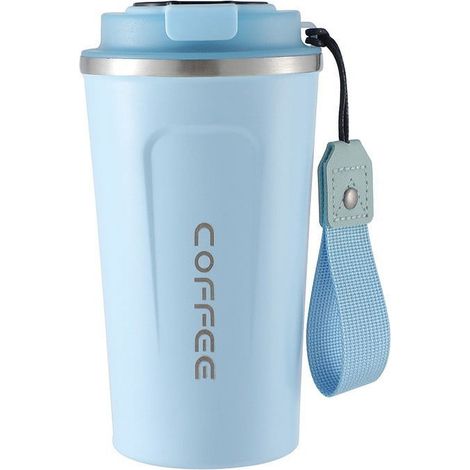 Tasse À Café En Acier Inoxydable - 510 Ml - Double Paroi Isolée - Couvercle Étanche À Une Main - Pour Voyage Et Bureau - 1 Pièce