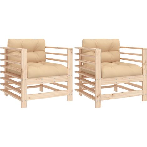 Maison Exclusive - Chaises de jardin avec coussins lot de 2 bois de pin massif