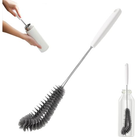 Brosse de nettoyage flexible de 40 cm pour cuisine et salle à manger – Parfaite pour les biberons, les bouteilles de sport, les verres, les tasses, les bocaux et les verres à pied (1 pièce) (1/5)
