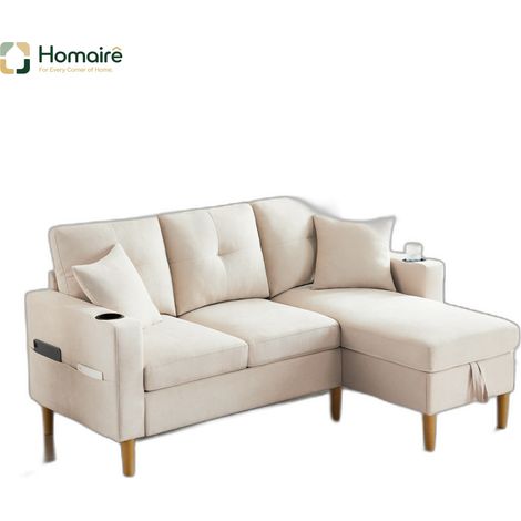 Canapé en plastique beige avec rangement 175 x 129 x 90 cm HOMAIRE (1/5)