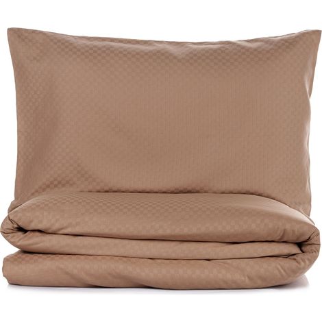 Parure de lit - 1 housse de couette 220 x 240 cm + 2 taies d'oreiller 60 x 60 cm - 100 % coton renforcé - Vison