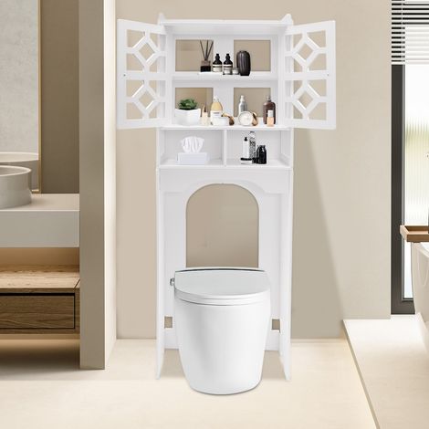 4-stufiger Toilettenschrank, Aufbewahrungsschrank über Toilette, Badezimmer-Organizer, 48x23x150 cm