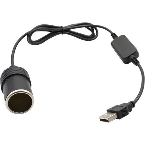 Convertitore Lntyq, da porta USB a presa accendisigari auto da 12 V, cavo adattatore convertitore femmina, per attivatore di guida, cane elettronico, caricabatterie per auto, 60 cm (1/3)