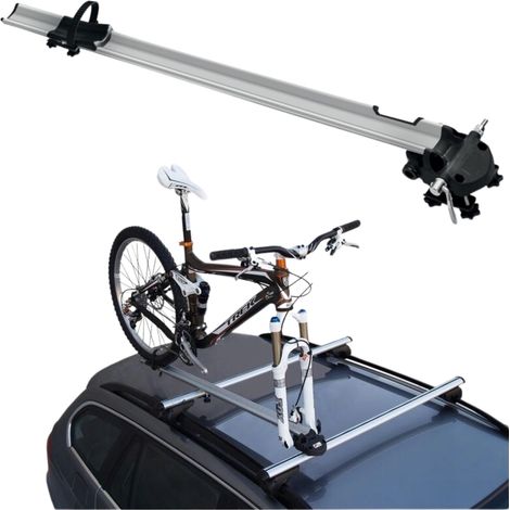 Porte-vélos de toit Menabo Bike PRO argenté – Capacité 1 vélo jusqu'à 17 kg – Fixation avant sur fourche – Montage sur barres en aluminium (1/5)