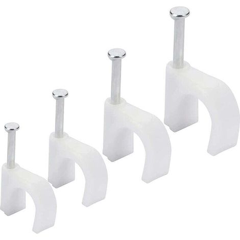 Cable Clips for Electrical and Ethernet Cables (Pack of 400) - 6 mm, 7 mm, 8 mm, 10 mm - Electrical Cable Ties with Iron Nails for CAT5, CAT6, RG6, RG59, RJ45 & TV Cables (1/5)