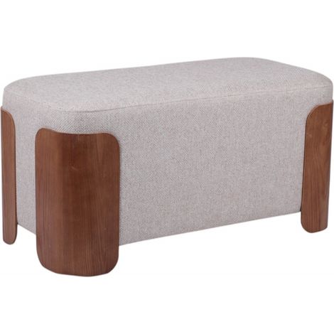 Amadeus - Banc en tissu taupe et bois L80 cm Aubépine (1/4)