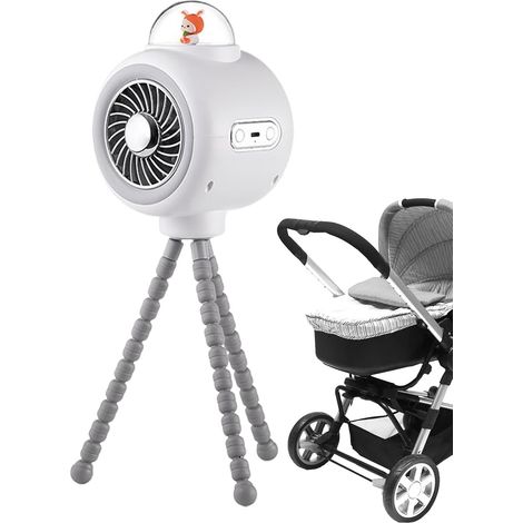 Generischer abnehmbarer Kinderwagenventilator, 3 Geschwindigkeiten, 360°-Drehung Tragbarer, per USB wiederaufladbarer Ventilator für Autositz und Kinderbett, ideales Geschenk für Babys (1/5)
