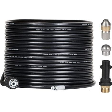 Kit de débouchage de tuyau de 15 m pour nettoyeurs haute pression Kärcher avec buse et buse pivotante, kit de furet professionnel 180 bars avec adaptateur pour accessoires Karcher K2/K3/K4/K5/K6/K7,AA (1/4)