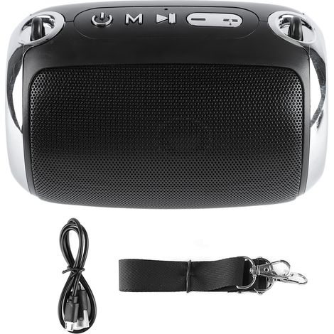 Enceinte Bluetooth 5.0 HIFI sans fil, basses puissantes, réduction de bruit, 1200mAh, haut-parleur avec dragonne, musique, noir éclatant [5W] (1/5)