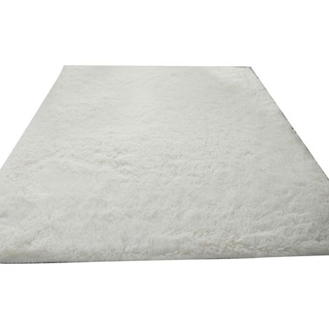 Tapis shaggy ultra doux et confortable - Épais, uni, antidérapant et lavable en machine, idéal pour la chambre d'enfant ou la chambre de bébé.