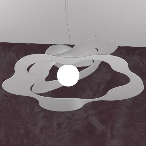 Sospensione Moderna Ripples Metallo Grigio 1 Luce E27 D.70Cm (1/5)