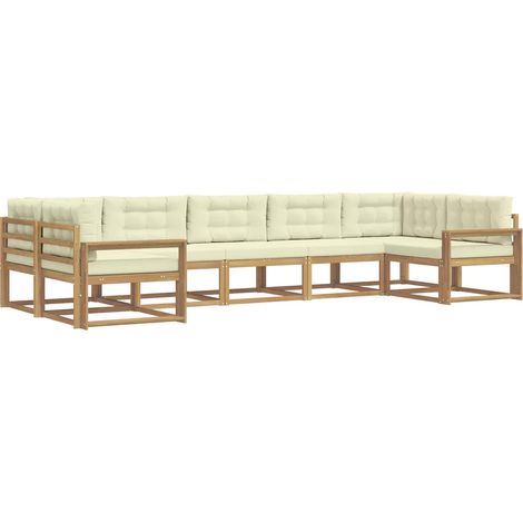 Set di divani da esterno con cuscino 7 pcs Bianco e Crema vidaXL (1/5)