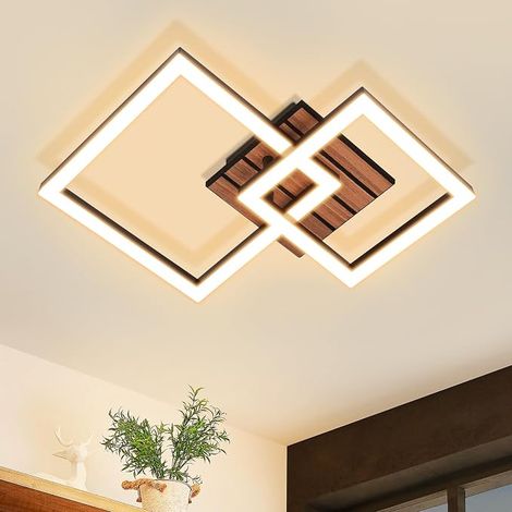 GBLY LED Plafón Cocina Lámpara Techo Moderno 14W Negro 3000K Blanco Cálido Cuadrado Imitación Madera Lámpara Pasillo para Salón Dormitorio Oficina (1/5)