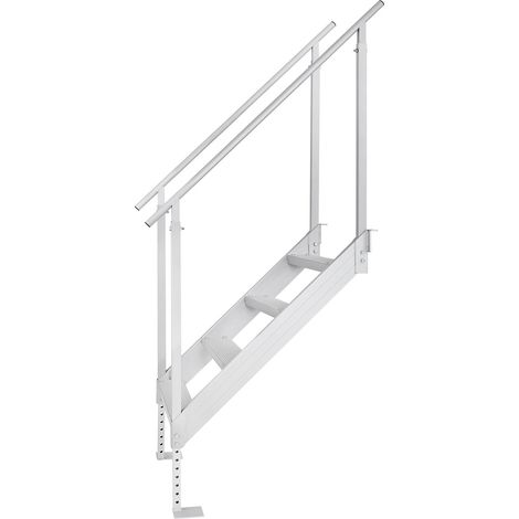 Échelle de pont 4 marches, hauteur réglable 30-38 pouces, capacité 500 lbs, aluminium avec doubles rampes et marches antidérapantes pour bateau, lac, piscine. (1/5)