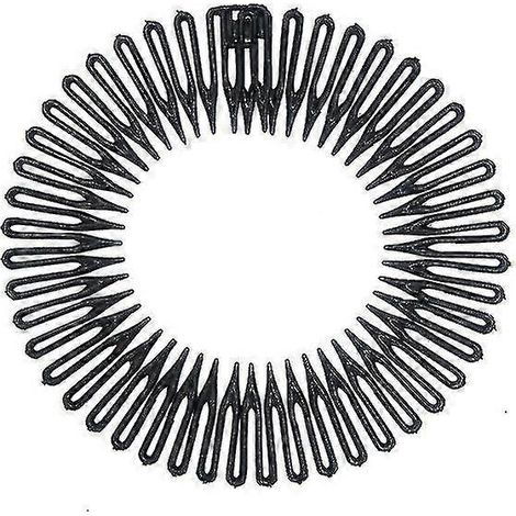 9-teiliger, runder Stretch-Kamm aus flexiblem Kunststoff, Haarkamm, Haarbandhalter für Damen und Mädchen, 2 Farben (Schwarz, Weiß) (1/5)