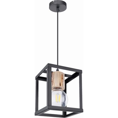 Suspension Candellux Retro noire Ø17cm E27 métal/bois
