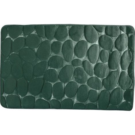 MSV Tapis de bain Microfibre PEBBLE 40x60cm Vert Foncé