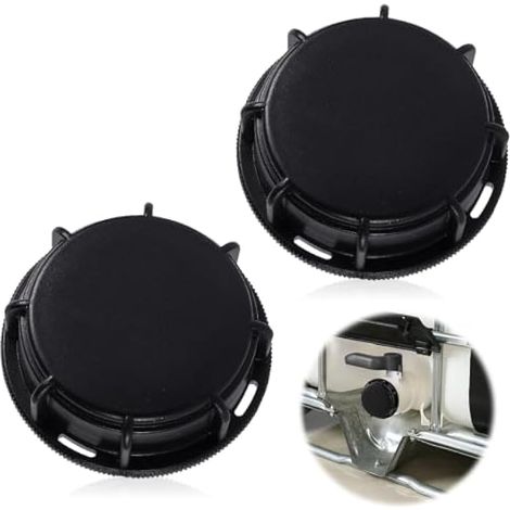 Lot de 2 couvercles IBC, couvercle antipoil pour réservoir d'eau 1000L, bouchon à filetage brut S60, accessoire pour cuve IBC, compatible divers fûts de pluie et réservoirs.