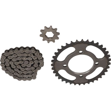 Kit chaîne 420 en acier, pignon avant 10 dents, pignon arrière 36 dents, chaîne de transmission à 60 maillons pour scooter/moto (à monter soi-même). (1/5)