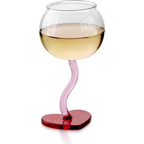 Verre à vin cœur 300ml Design romantique Pied en forme de cœur Élégant Idéal cadeau mariage Décoration table festive (1/5)
