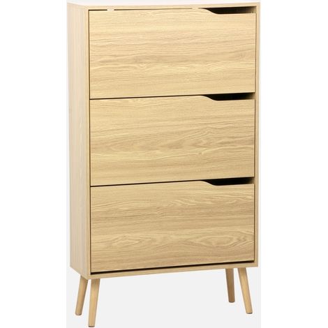 Scarpiera con decoro in legno, 3 ante (1/5)
