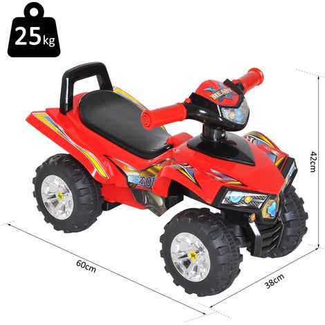 Elektrisches Kinder-Elektroauto mit Hupe und Lichtern, musikalisches Pedal-Quad, 60 x 38 x 42 cm, Rot (1/5)