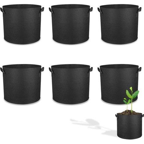 Lot de 6 pots de jardin 35x28 cm – Respirants, perméables à l'eau et réutilisables – Sacs de culture pour légumes, fleurs et plantes de balcon (1/5)