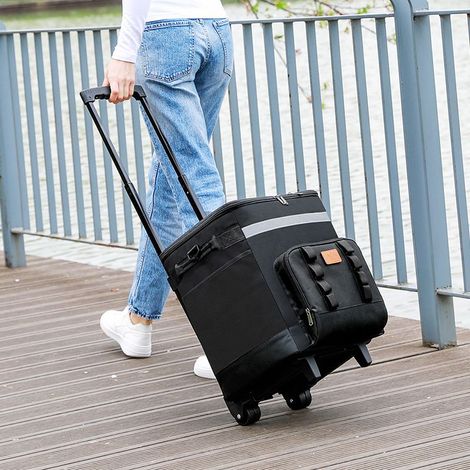 Sac Isotherme à Roulettes 35L Glacière, Grande Capacité, pour Piquenique
