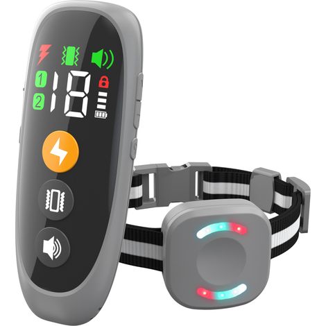 Collier de dressage pour chien, portée de 800 m, avec télécommande, étanche, pour chiens de toutes tailles, avec signal sonore et électronique, et verrouillage de sécurité. (1/5)