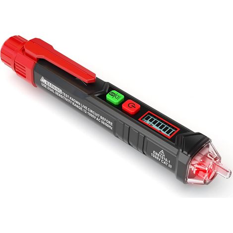 Testeur de tension sans contact à double plage de tension CA 12 V-1000 V/48 V-1000 V, testeur de phase/neutre, testeur électrique avec écran LCD, alarme sonore, détecteur de points de rupture de fil - (1/5)