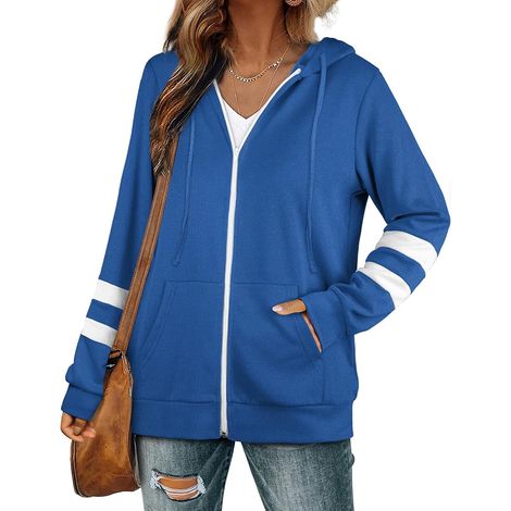 Sweat à capuche zippé à manches longues pour femme avec poche, tailles S à 2XL (1/5)