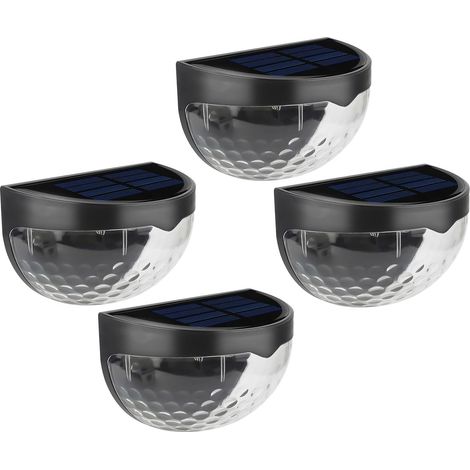 Lot de 4 lampes solaires pour escaliers extérieurs et clôtures - Lampes LED étanches pour terrasse, jardin, allée et piscine (blanc chaud/noir)-AquaForge