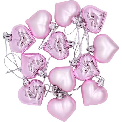 Boule Décorative - Cœur 3D - 4,5 cm - Finition Lisse - Pour Décoration Intérieure - Idéal Pour Saint-Valentin - Lot de 12 (1/2)