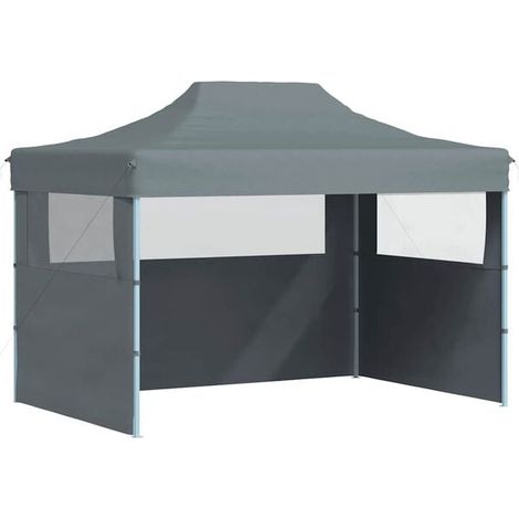 Tente de réception pliante, trois parois, 3 x 4 mètres, acier, couleur anthracite (1/5)