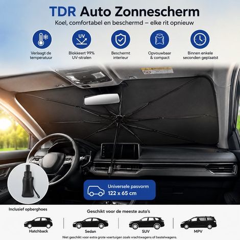 Pare-soleil de voiture pliable 122 x 65 cm - Protection pare-brise contre chaleur et UV - Store solaire intérieur pour voiture - Facile à ranger (1/5)
