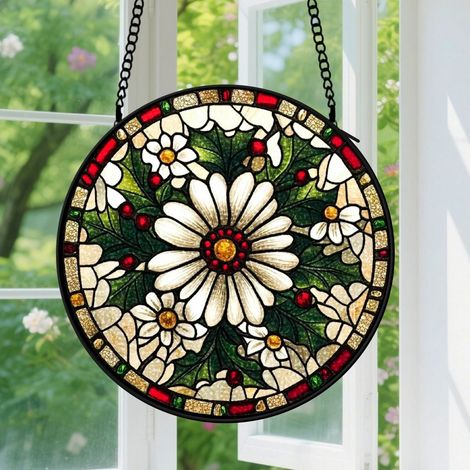 9cm Suspension en vitrail, attrape-soleil coloré élégant unique minimaliste, décoration maison intérieure, cadeau Fête des Mères, Anniversaire pour femme (1/5)