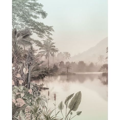 Papier peint panoramique minimaliste Lac des Palmiers (1/3)