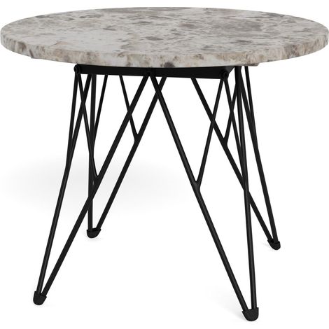 Mesa de centro Norsica 819, Gris + Negro, 41x0x0cm, Diámetro: 55, Mármol, Redonda