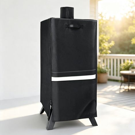 Robuste, schwarze Grillabdeckung aus 600D-Gewebe, 66 x 66 x 119 cm – wasserdicht und winddicht (1/5)