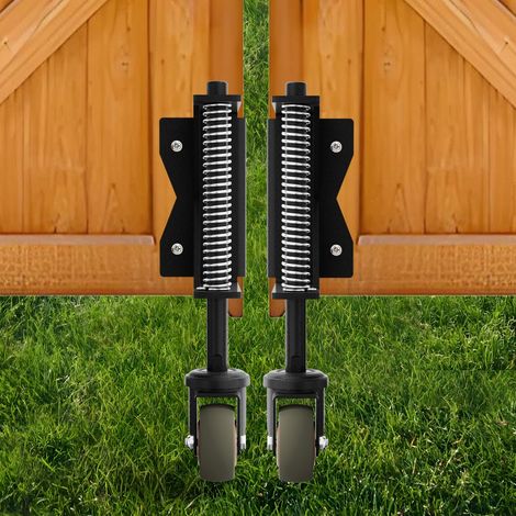 Lot de 2 roulettes de portail de 5 cm, capacité de charge de 90 à 180 kg, pneus en caoutchouc plein amortissant les chocs pour portes en bois/clôture, avec vis et tournevis (paire) (1/5)