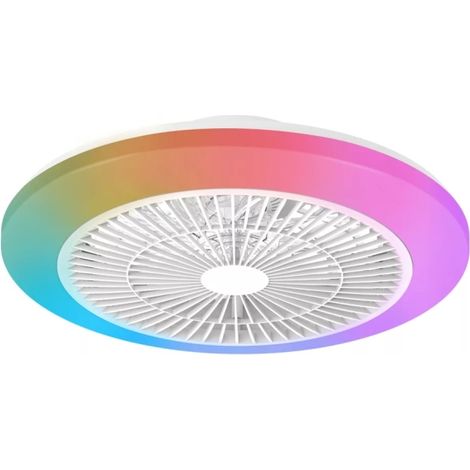 Ventilador de techo, led rgb, dc 20 w + 40 w, modelo amigo, blanco, ø48 cm