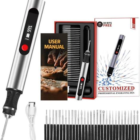 Kaelt - Stylo à graver à vitesse réglable, mini polisseuse à ongles électrique rechargeable, polisseuse à jade sculptée à la main (1/3)