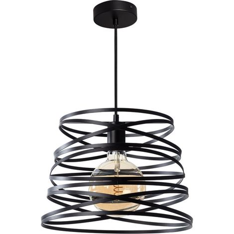 – Suspension métal Hura noir – Abat-jour classique en métal – Ampoule E27 – Pour espaces modernes et commerciaux (1/5)